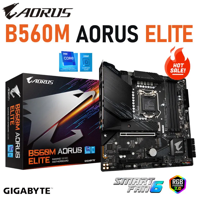 

Gigabyte B560M AORUS ELITE Micro ATX Intel B560 DDR4 5333(O.C.) 128G SATA M.2 Support 10 / 11 gen LGA 1200 CPU Motherboard New