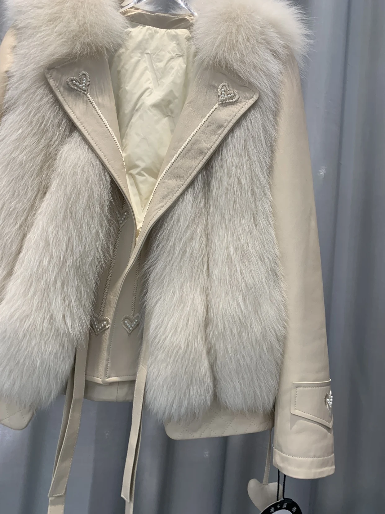 Purple Genuine Sheepskin Fox Fur Goose Down Liner Jacket Female 2022 New Suit Collar Fur Integrated Leather Coats for Winter
