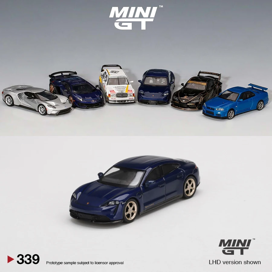 

MINI GT 1:64 Model Car Taycan Turbo S Gentian Alloy Die-cast Vehicle-Metal Blue # 339 LHD