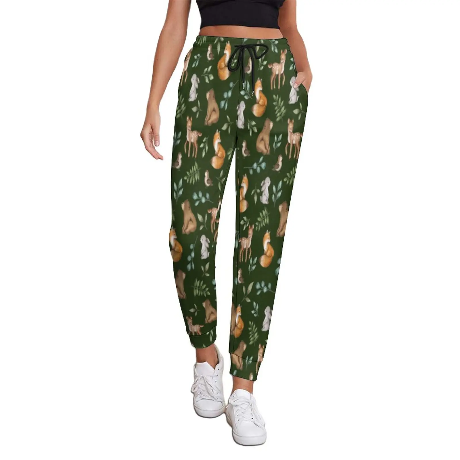 

Forest Animal Jogger Pants Female Bear Fox Deer Korean Fashion Sweatpants Spring Modern Print Oversize Trousers Birthday Gift