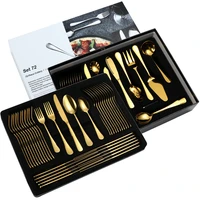 luxury tableware 72 pieces set stainless steel knife fork spoon dinnerware set flatware set kitchen device sets gift box