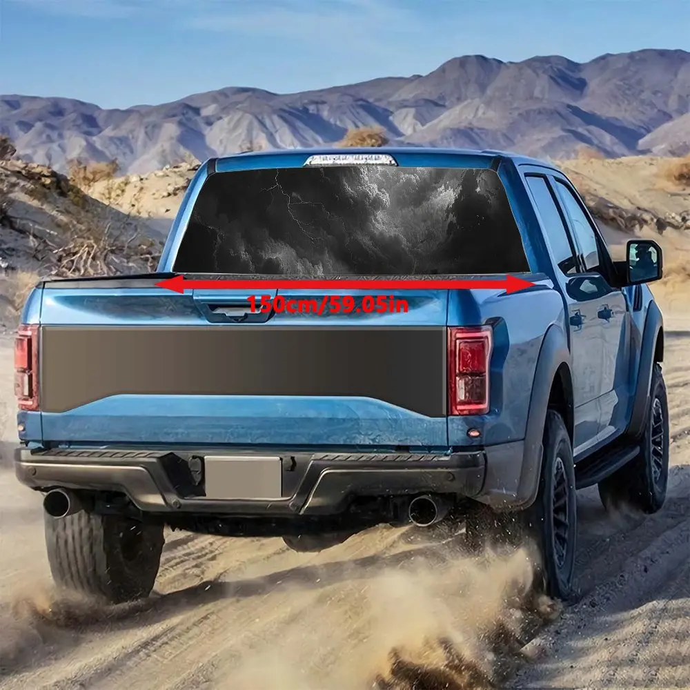 Dark Clouds Lightning Print Car Rear Windshield Sticker Truck Window See Through Perforated Back Vinyl Decal Decoration