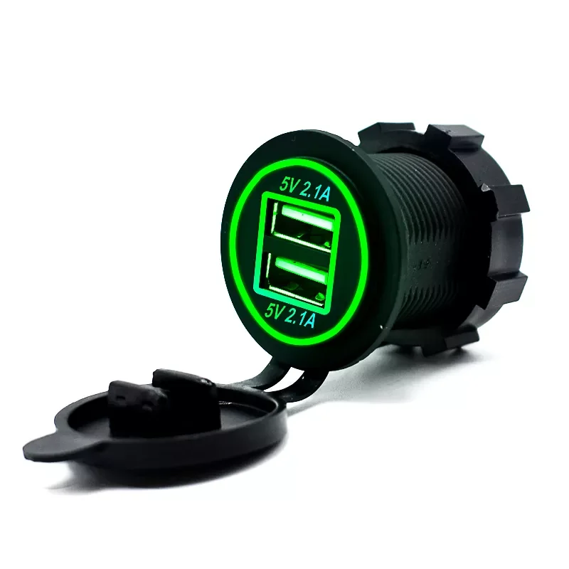

Cigarette Lighter Arrive Cigarette Lighter Socket Splitter 12V-24V 2 Port USB Car Charger 5V 4.2A output with led light Power Ad