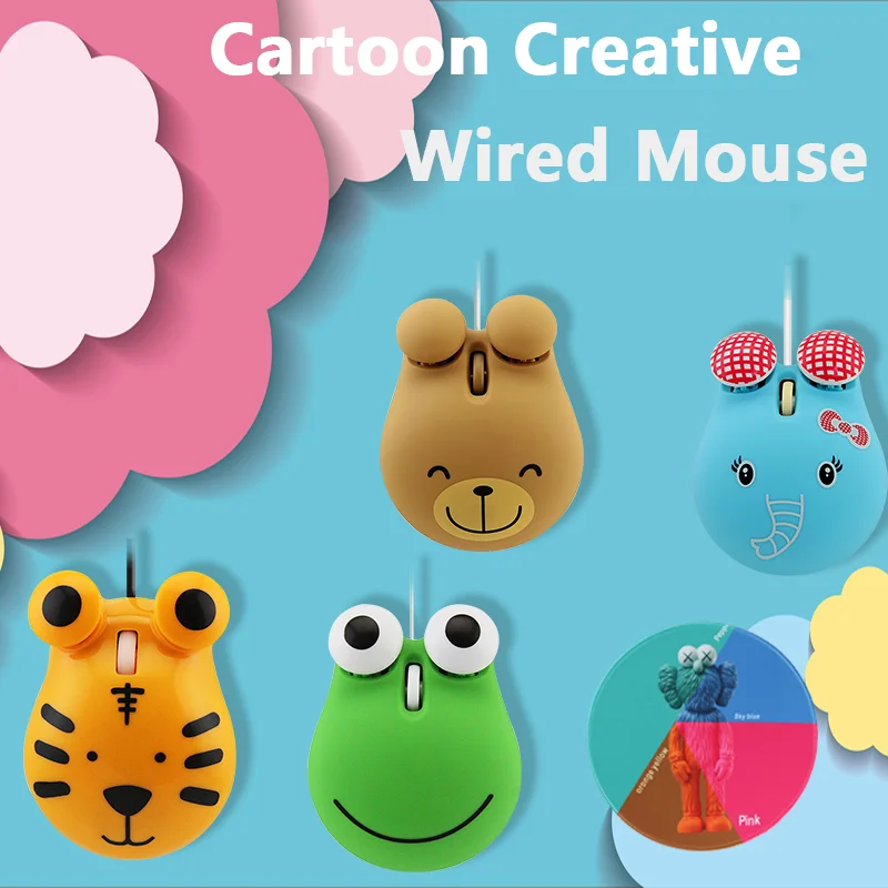 

Wired Mini Mouse Cartoon Animal Cute Mouse 1600DPI Optical Gaming Mice Portable 3D Ergonomic Mause For PC Laptop Kids Girls Gift