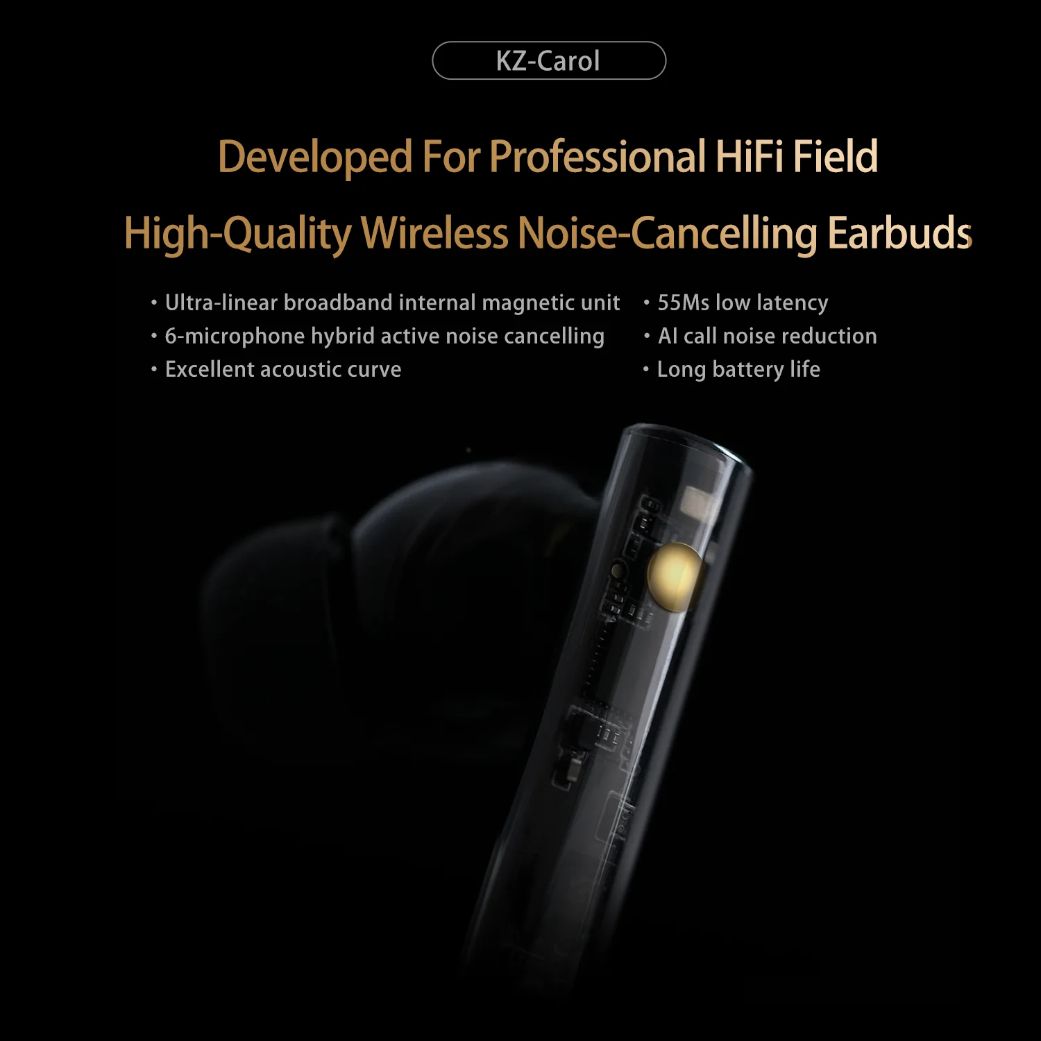 TWS-наушники KZ Carol ANC с активным шумоподавлением и поддержкой Bluetooth 5 3