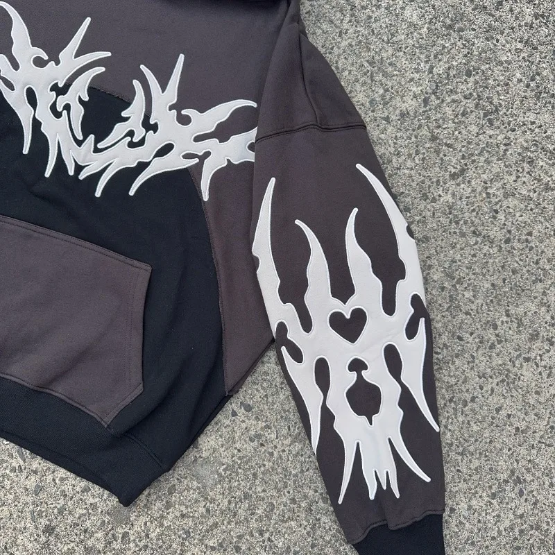 Y2K Толстовка Harajuku с вышивкой в стиле гот винтажная толстовка большого размера