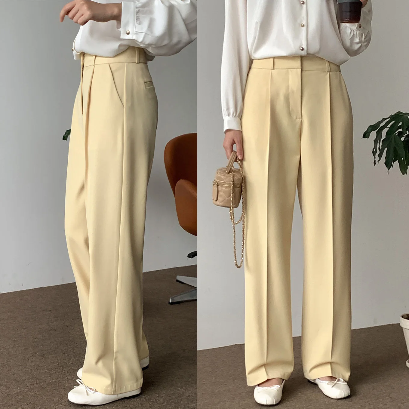 Новые популярные яркие цвета с высокой талией тонкие широкие прямые