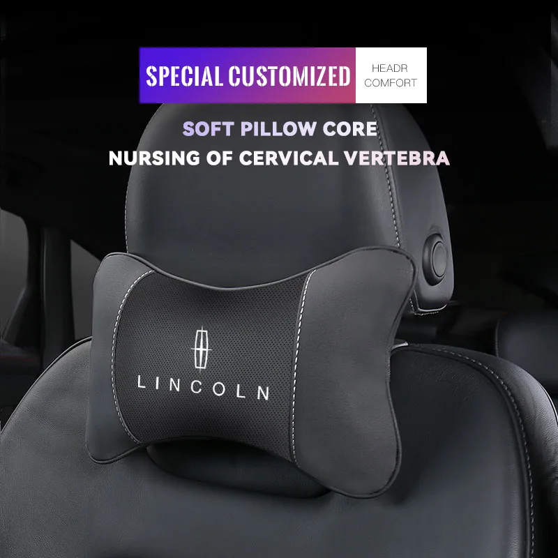 4 Pcs/set PU Leather Car Headrest Backrest Pillow For Lincoln MKZ MKX Aviator Navigator Continental Corsair MKC MKT Nautilus |