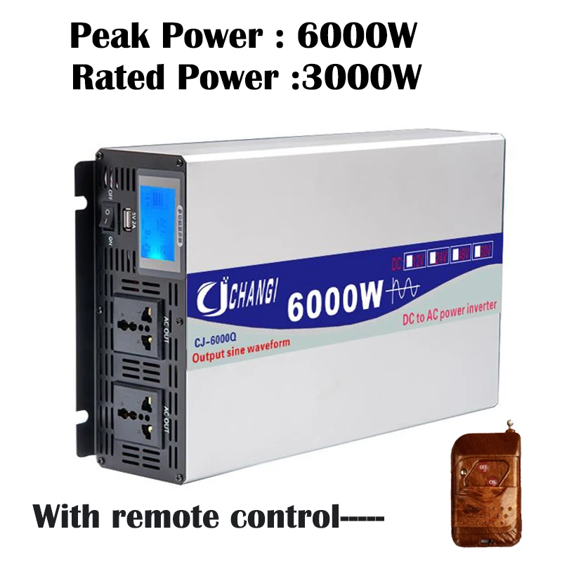 

Pure Sine Wave Inverter 12v 220v 110v 6000W Power Solar Car Inverters With USB Multi Function Display Converter