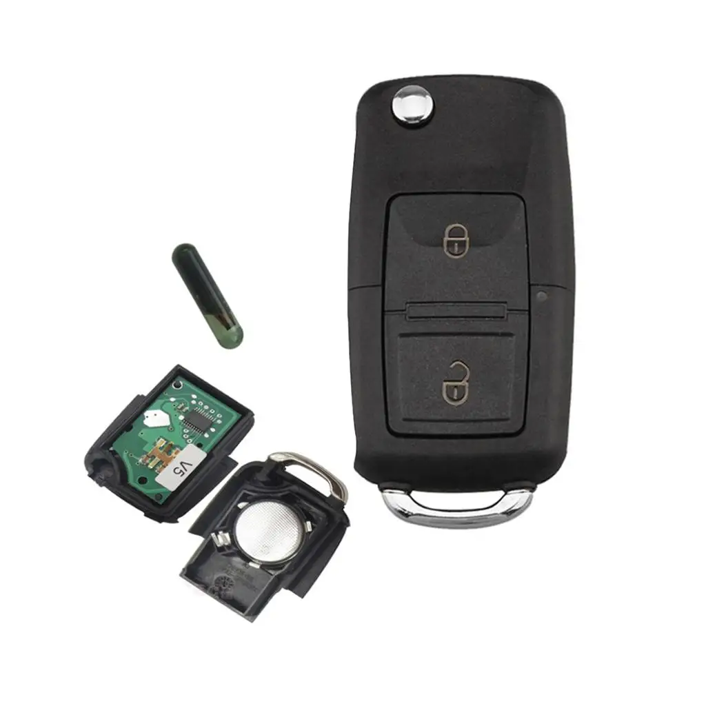 Дистанционный ключ для автомобиля с 2 кнопками на частоте 433 МГц с чипом ID48 и батареей для Volkswagen.