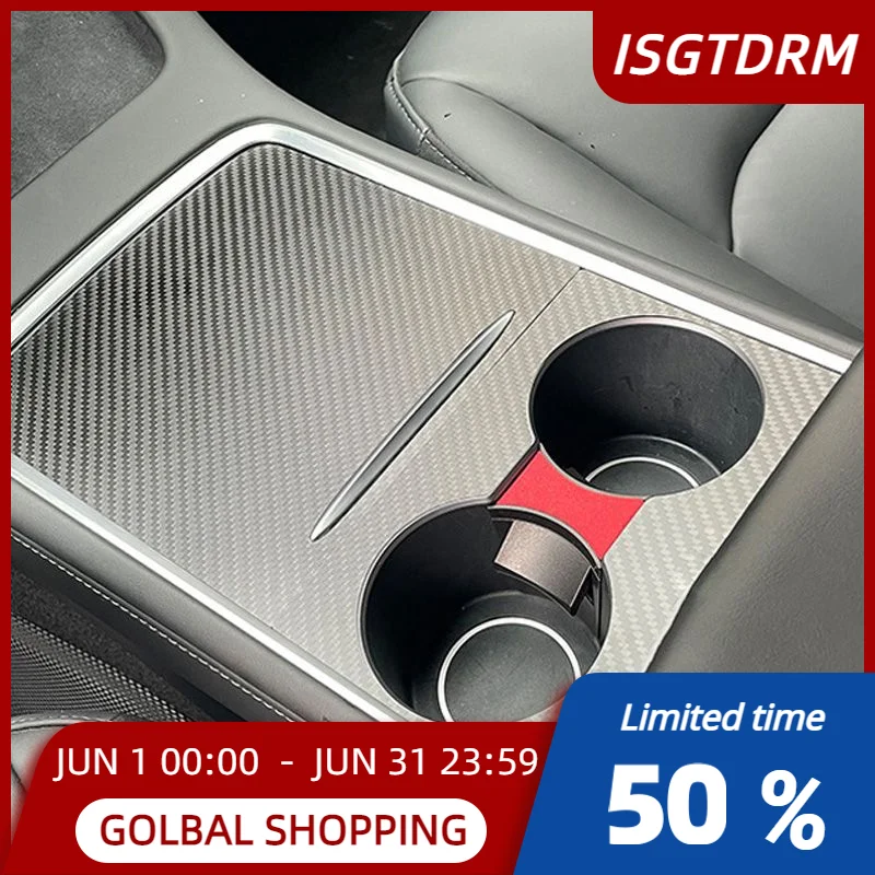 

Center Console Cover For Tesla Model 3 Y Central Control Armrest Panel Trim Real Carbon Fiber Car Interior Accessories 2021-2023