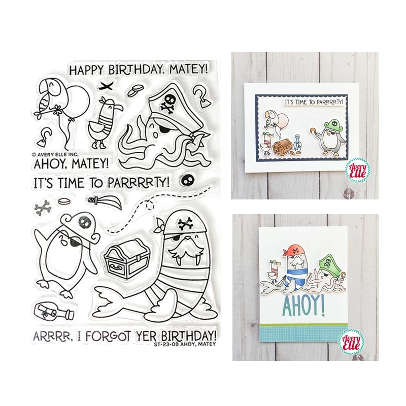 

New 2023 Cutting Dies for Paper Making Clear Stamps Ahoy Matey Pirate Scrapbooking Embossing Frame Card