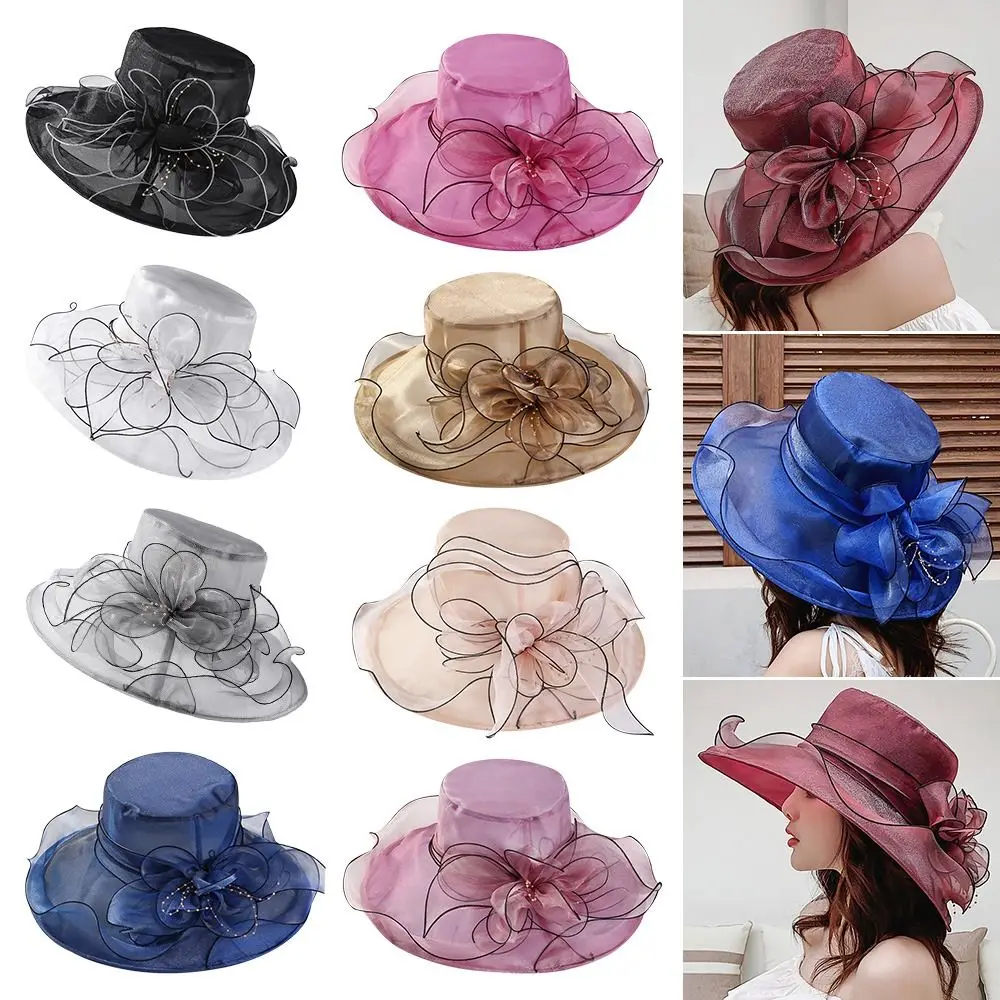 

Fashion Breathable Large Brim Outdoor Beach Hat Organza Hat Sunscreen Cap Sun Hat