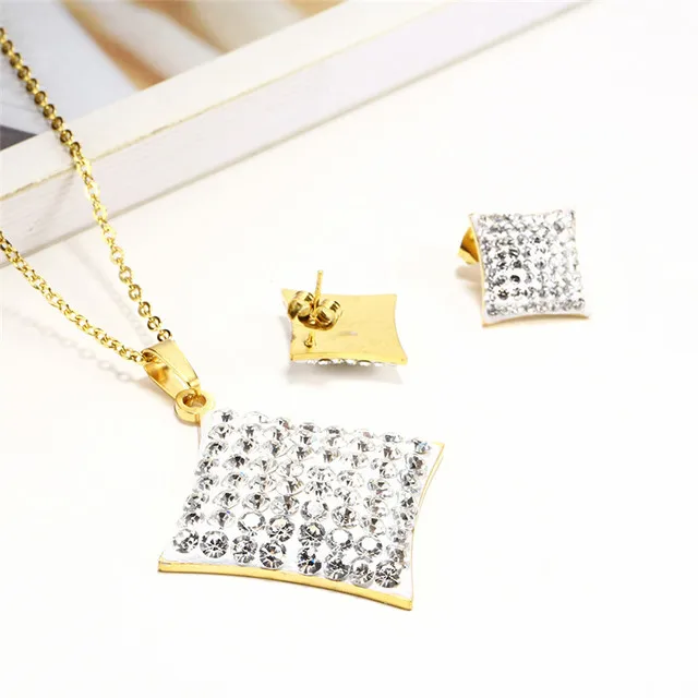 

Charm Geometric Necklace And Earring Set Stainless Steel Jewelry Sets Summer Accessories Jewellery Mass Effect