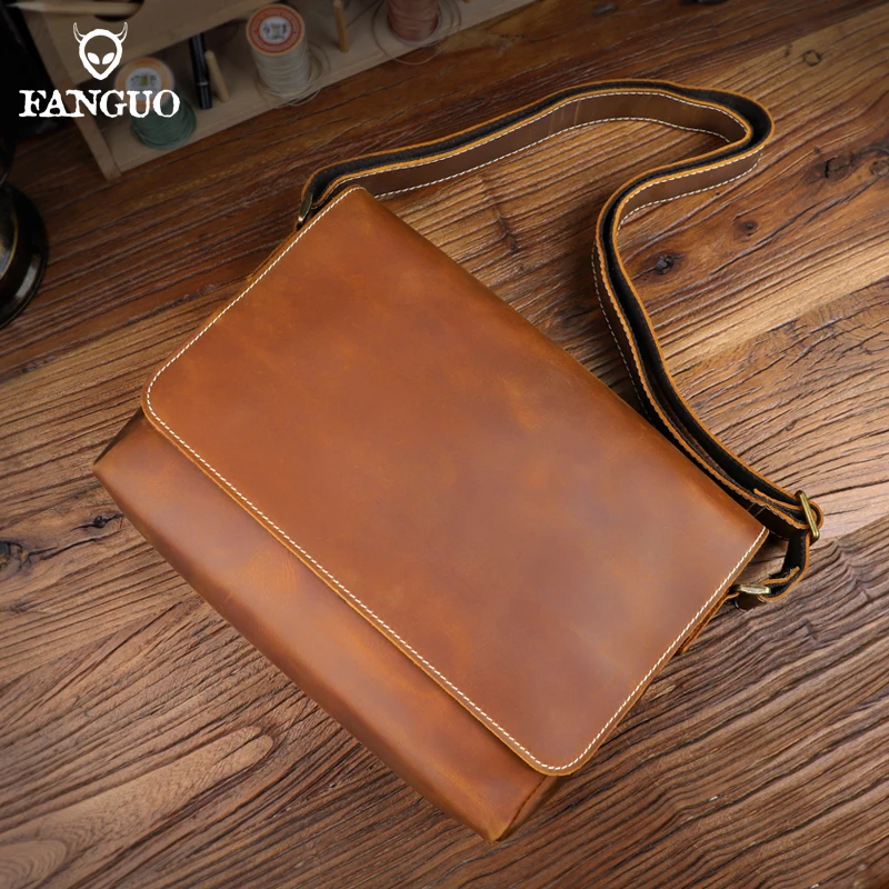 Genuine Leather Daily Shoulder Bag For Men Crossbody Bag Shoulder Strap Handbags Man Messenger Bag College Style Satchels Bag