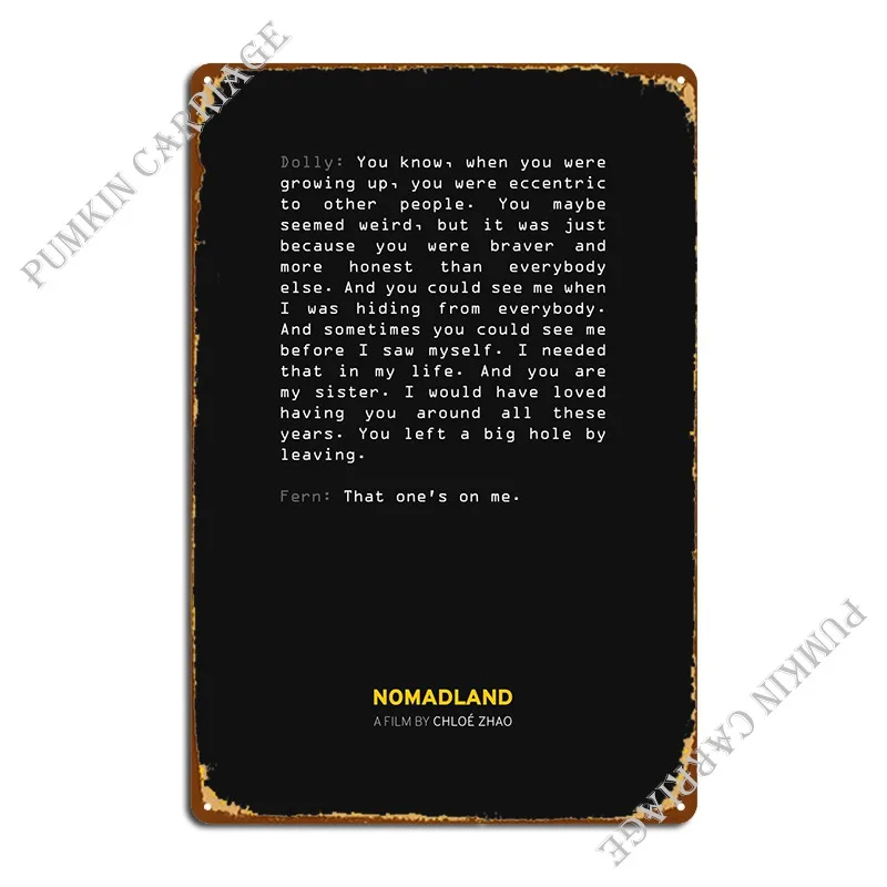Nomadland цитата 4 металлические фотообои для украшения гаража
