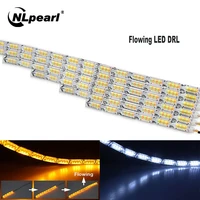 nlpearl 1pair flowing drl led daytime running light sequential flexible led strip drl turn signal lamp for car driving light 12v