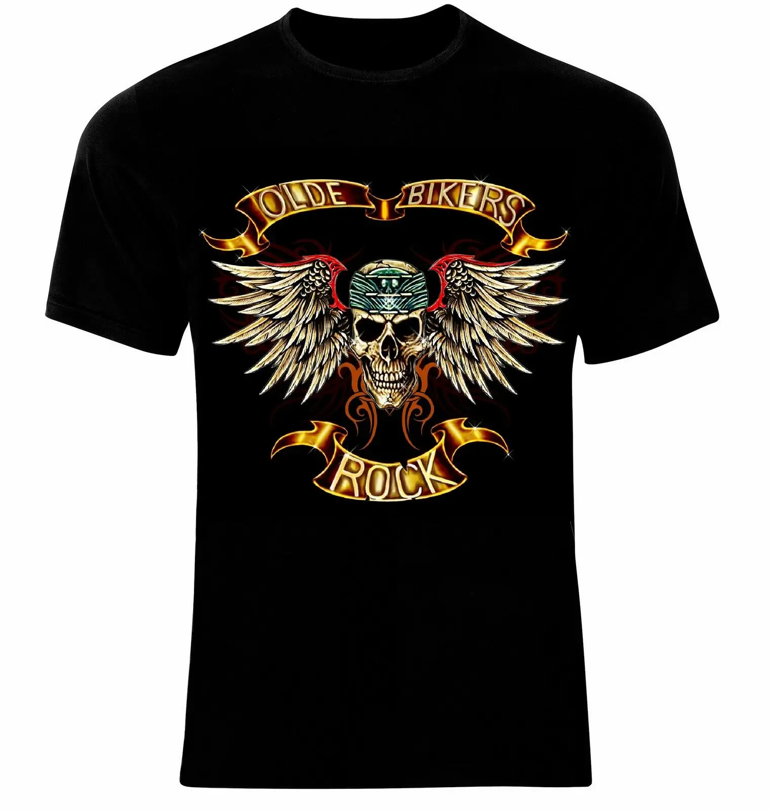Купи Motorrad Biker Rocker Tattoo Olde Bikers Rock T-Shirt. Summer Cotton Short Sleeve O-Neck Mens T Shirt New S-3XL за 536 рублей в магазине AliExpress