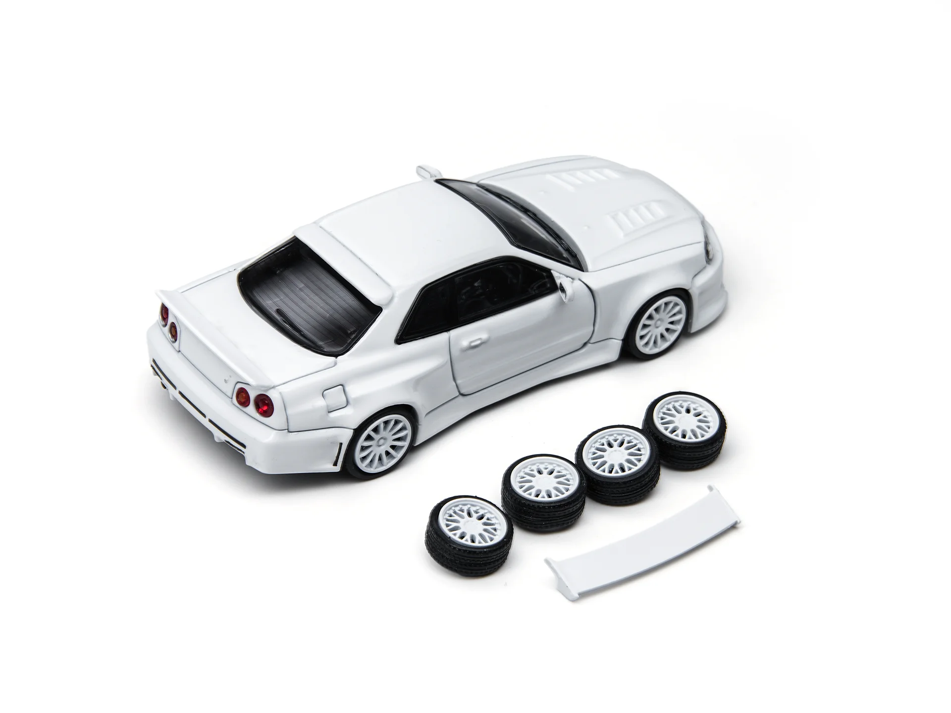 Коллекционная модель автомобиля TimeMicro 164 R34 White Tiger Tooth Engineer Version из литого сплава, имитация, подарок для хобби (art.: 3920db3e54d50) - 3920db3e54d50