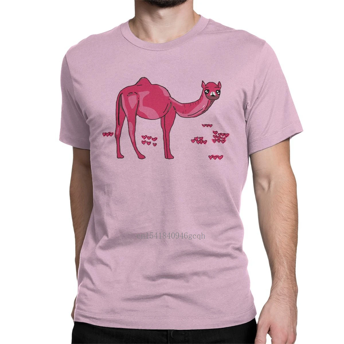 

The Pink Camel T-Shirts Men Wildlife Mammal Desert Funny 100% Cotton Tees Crew Neck Short Sleeve T Shirt Gift Clothing