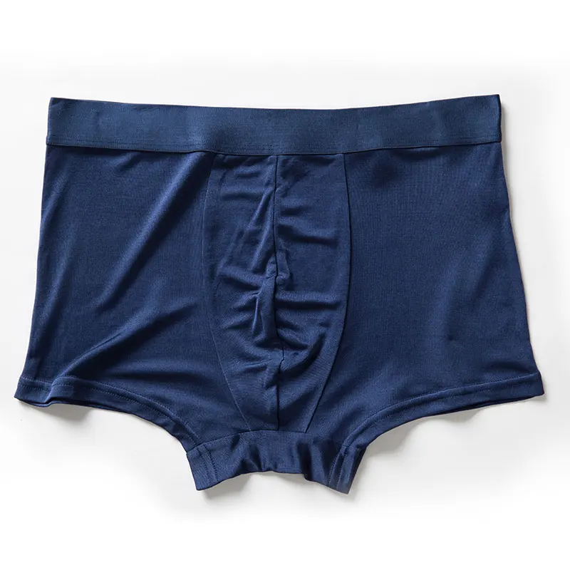 Natural Silk Knitting Mid Waist Solid Color Men's Underwear Male Smooth Boxer Briefs Breathable Shorts Panties Plus Size Knicker