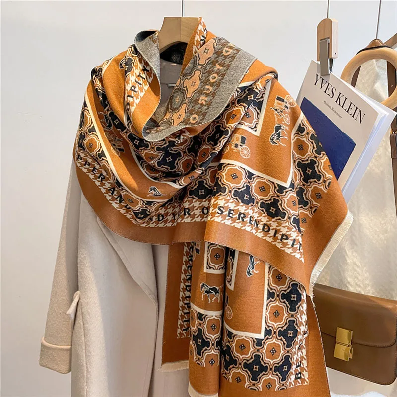 

Luxury Design Winter Scarf Women's Cashmere Warm Cashmere Scarf Women's Luxury Scarf Thickened Soft Shawl Gift