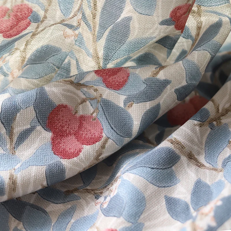 

American-style Retro Garden Curtains for Living Room Floor Window Printed Curtain Bedroom Cloth Cotton and Linen Tulle Custom