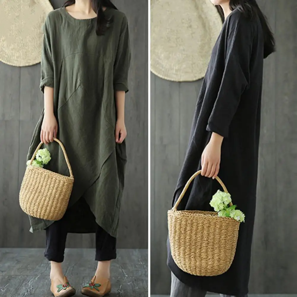 

Женское осеннее платье-туника с длинным рукавом и асимметричным подолом