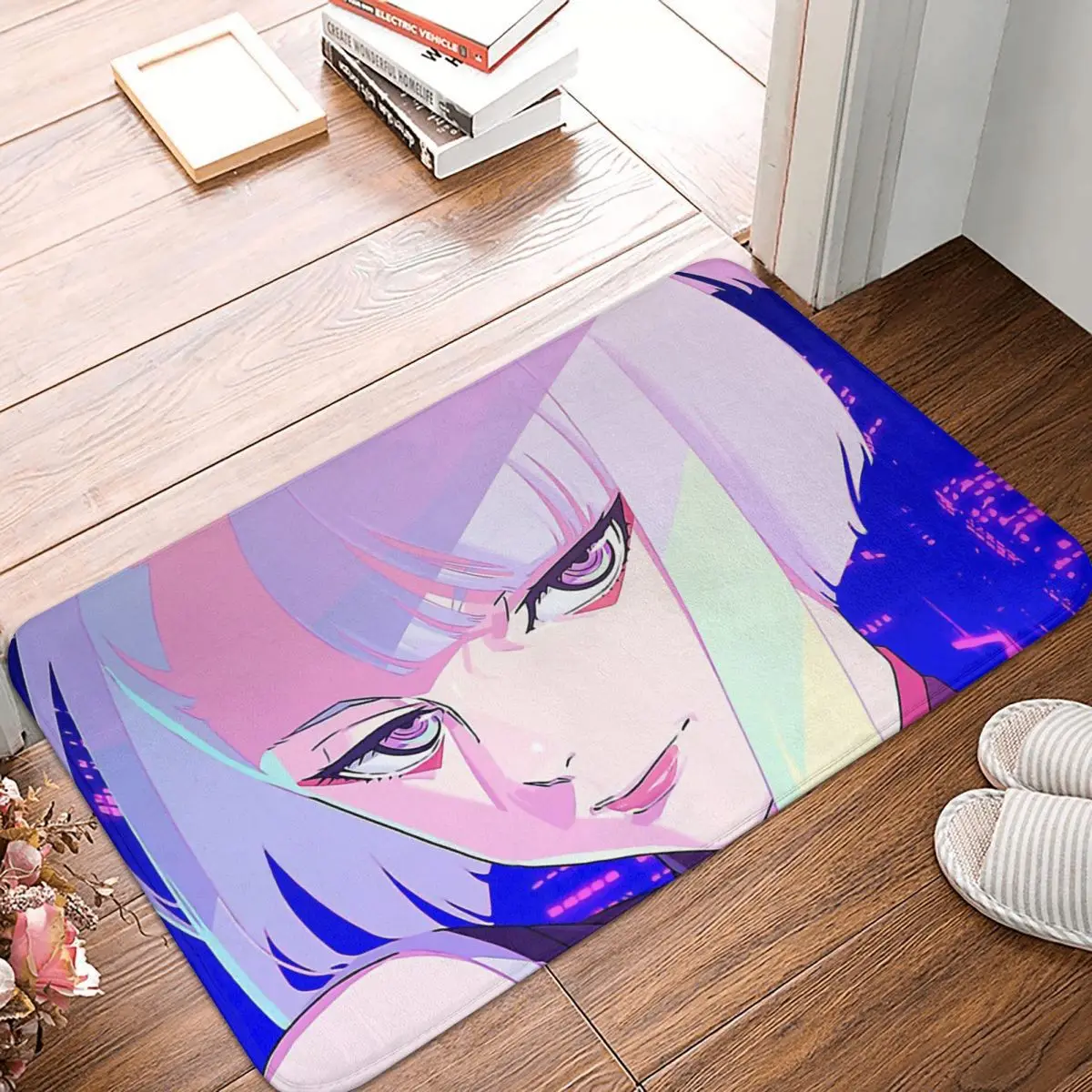 

Cool Cyberpunk Edgerunners David Martinez Rebecca Lucy Cartoon Anti-Slip Rug Doormat Kitchen Mat Hallway Carpet Bedroom Decor