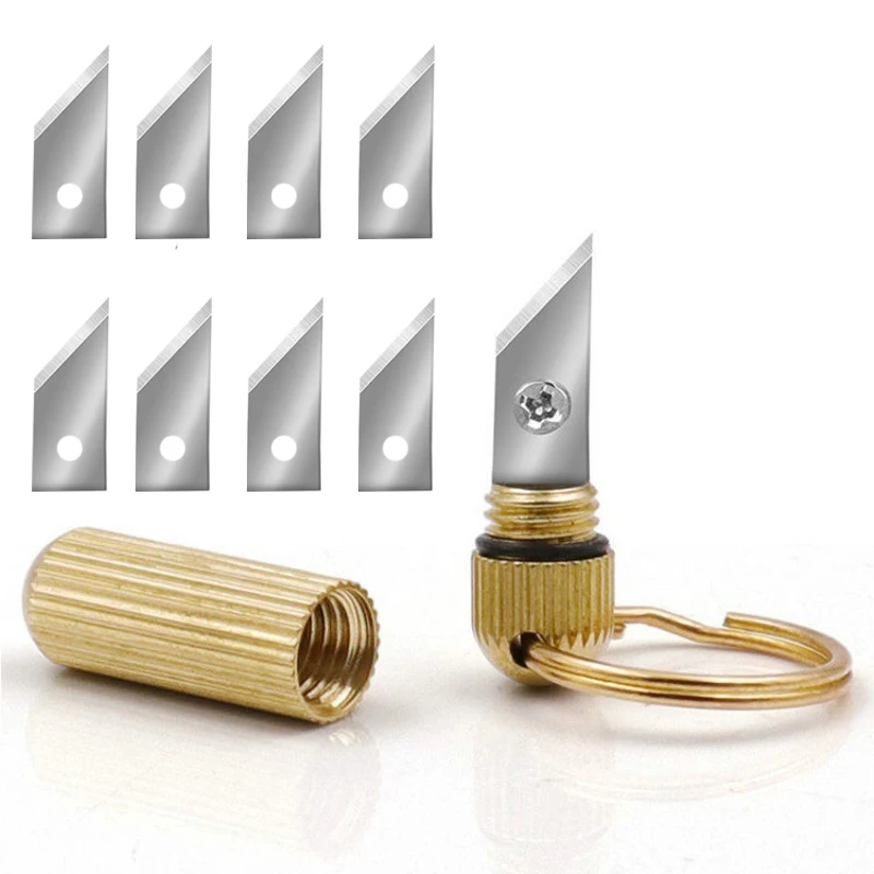 

1Pcs Brass Capsule Mini Knife Multifunctional EDC Tools Portable Key Chain Decor Outdoor Survival Open Cans Peel Fruits Gifts
