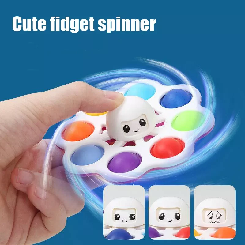 Cute Face Change Spinner Silicone Hand Sensory Antistress Desktop Toy Pop Bubble Simple Dimpled Spinner Toys For Kids