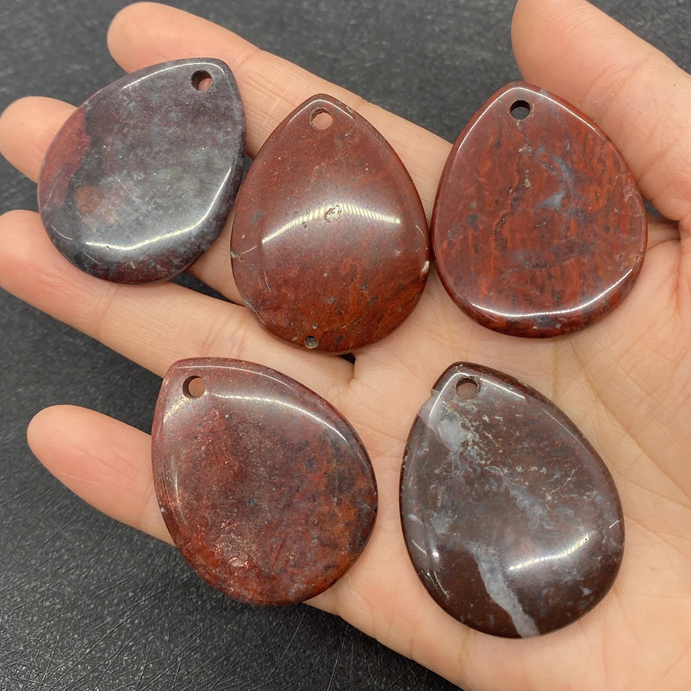 

5pcs/set Natural Stone Redstone Gemstone Water Drop Pendants Charms for Jewelry Making DIY Fashion Necklace Amulet Accessories