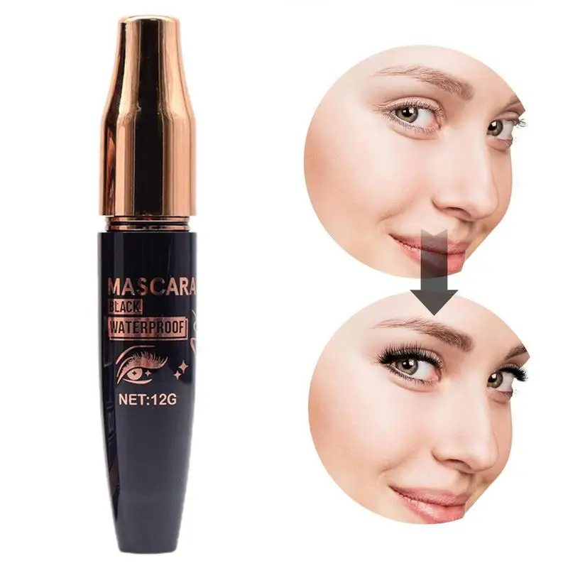 

4D Silk Fiber Black Lashes Mascara waterproof Long Lasting Black Natural Eye Makeup Supplies for Women Girls Females Beginners