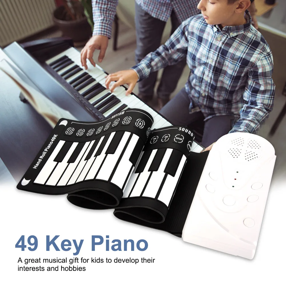 

49-key trumpet hand-rolled piano portable folding electronic piano can be rolled up piano beginner's practice piano