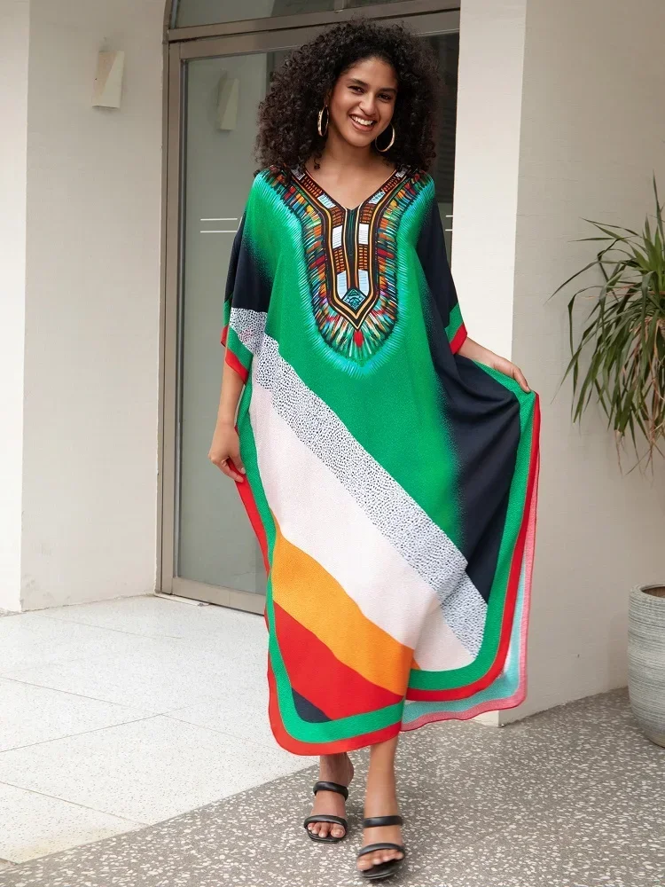 Женское богемное пляжное платье кафтан пляжная одежда Moo непринужденный