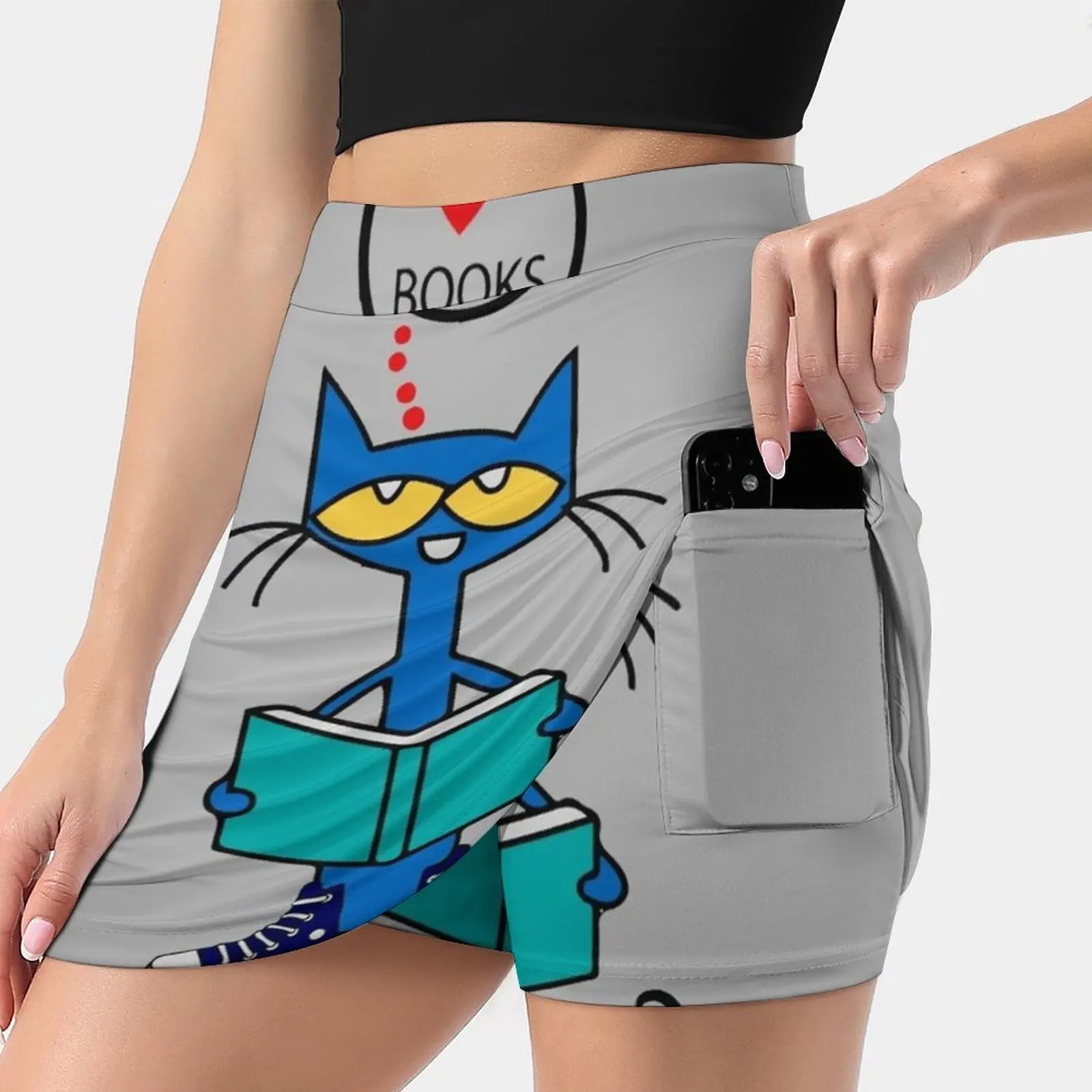 

Женская юбка для чтения Pete The Cat, юбки в эстетике книги, новые модные короткие юбки Pete The Cat My White Shoes I Love My White