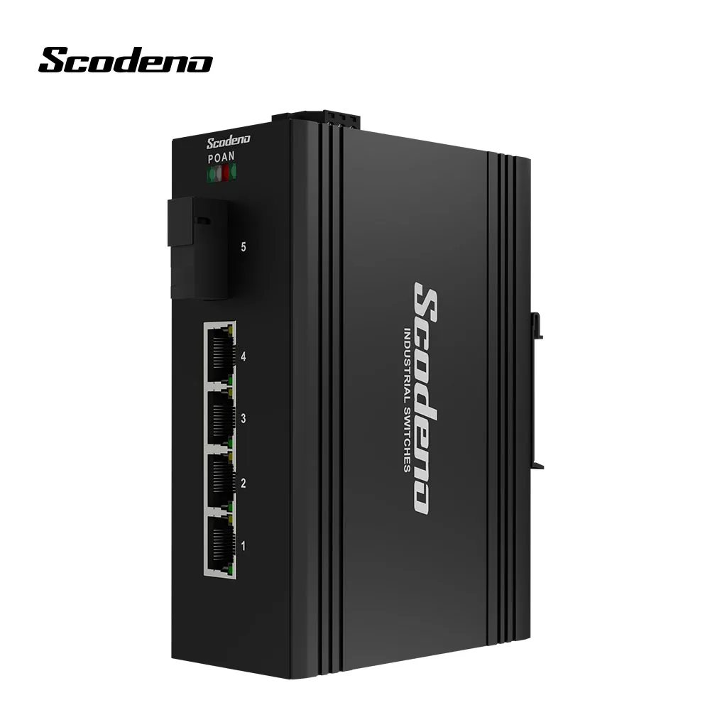 

Wholesale IP40 1 optical port 4 10/100M fast Ethernet Industrial Media Converter 4 ports industrial ethernet switch