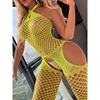 Yellow Sexy Lingerie Fishnet Bodystocking Women Open Crotch Sex Underwear Erotic Dress Bodysuit Exotic Porn Babydolls Outfits 1