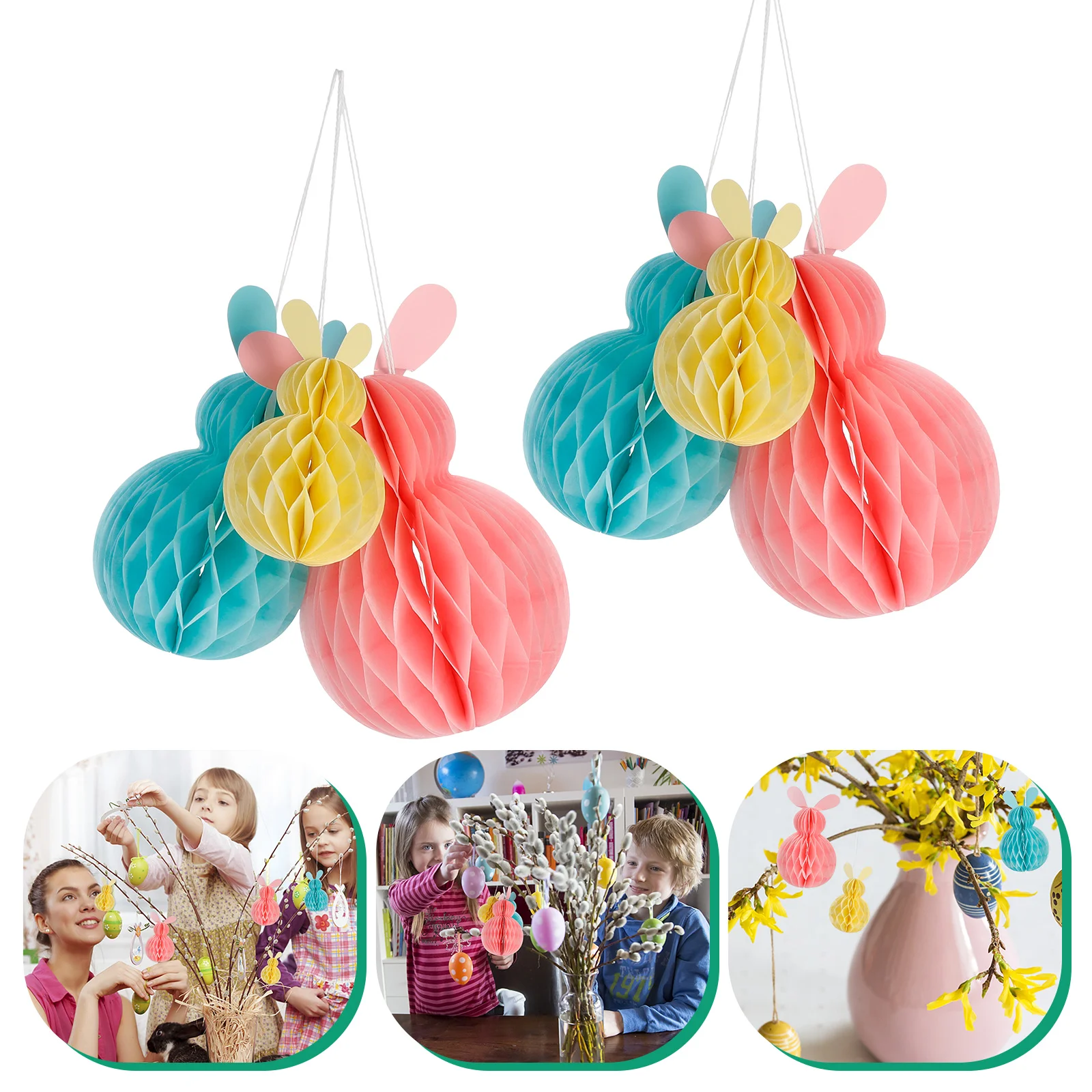 

6pcs Bunny Decorations Exquisite Decorative Easter Ornaments Honeycomb Centerpieces Easter Centerpieces