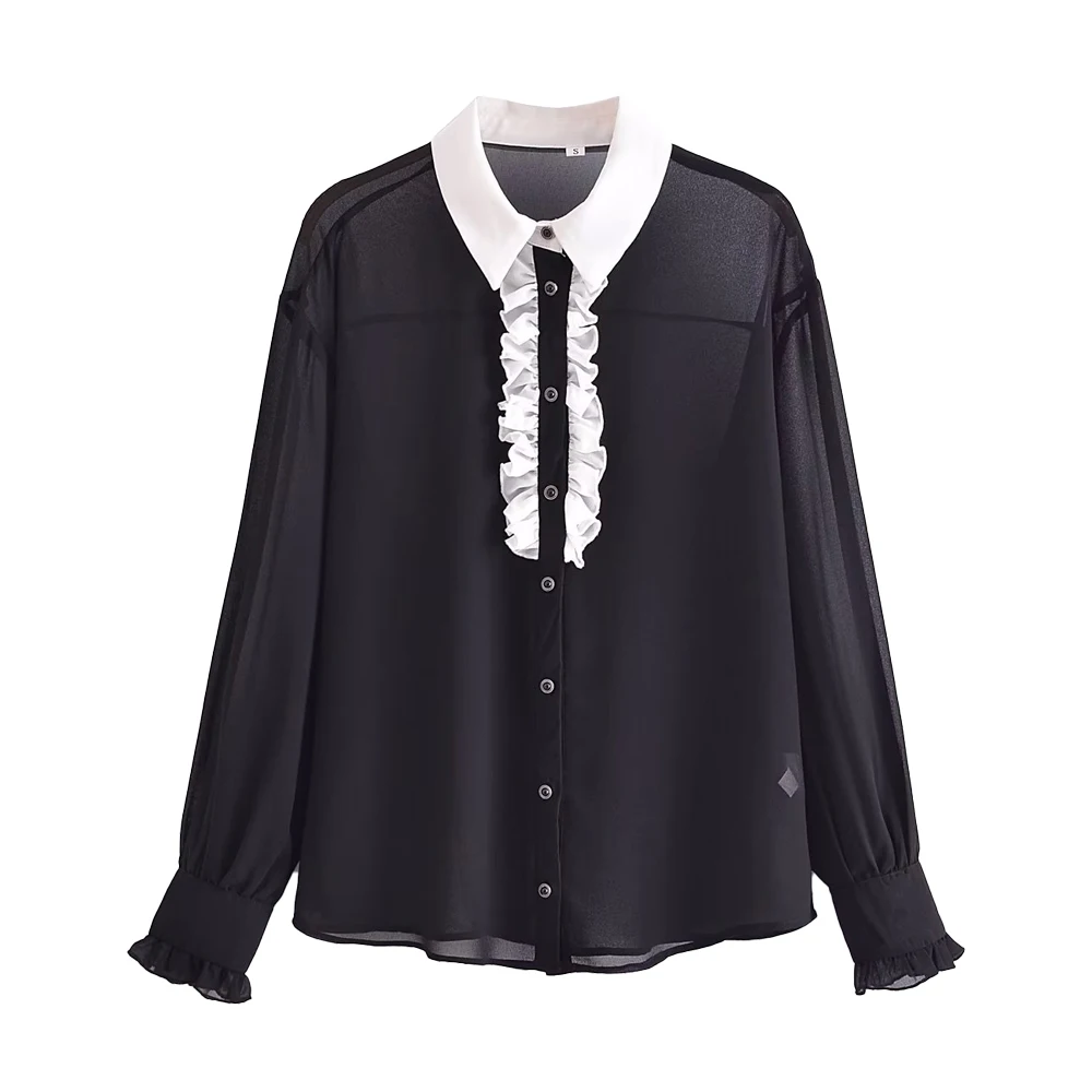 

Женская ламинированная Полупрозрачная рубашка, в стиле ретро, Осень-зима, 2022