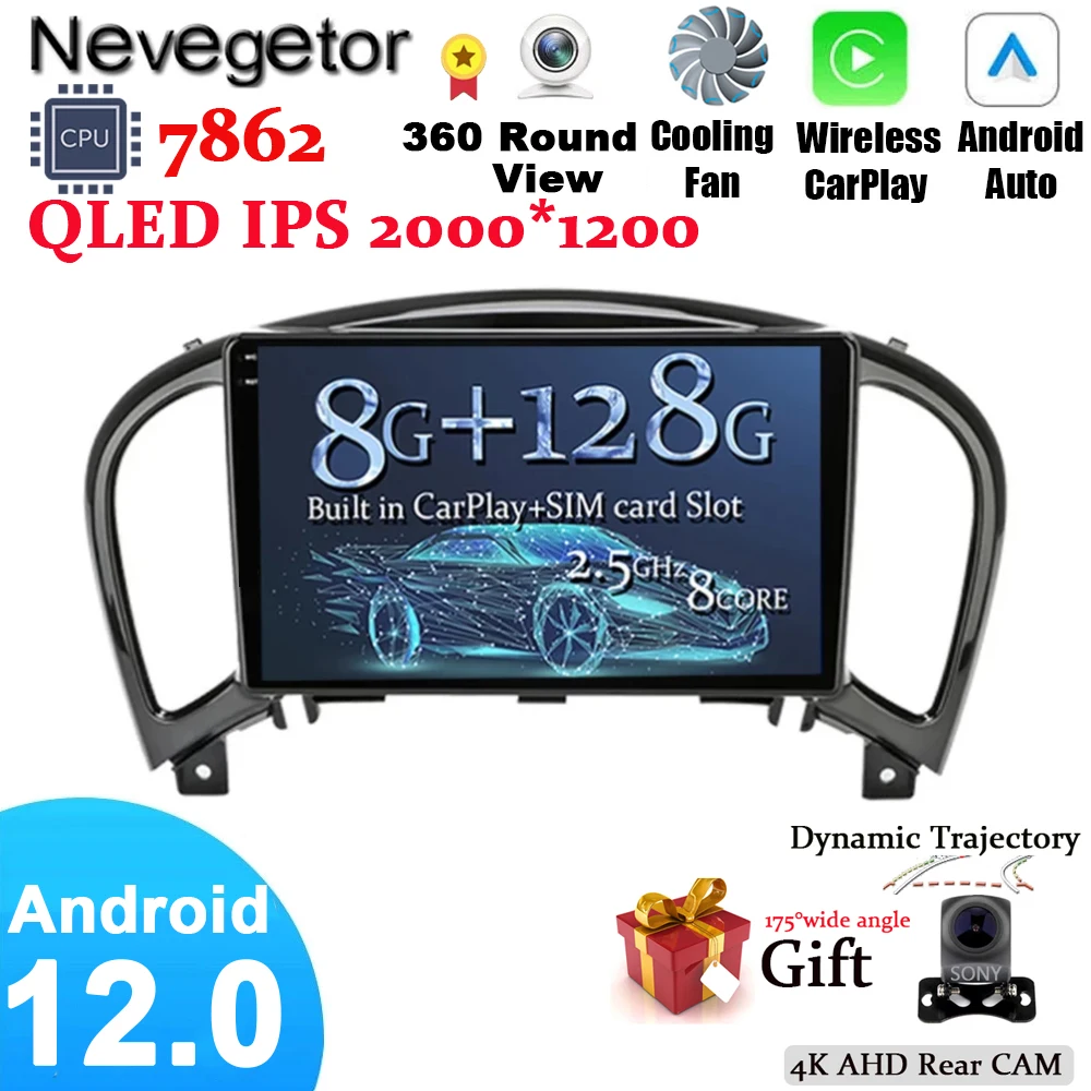

2. Автомобильный мультимедийный плеер с экраном 5D на Android 12, без DVD, GPS, автомобильное радио для Nissan Juke 2011, 2012, 2013, 2014, 2015, 2016, Видео Стерео