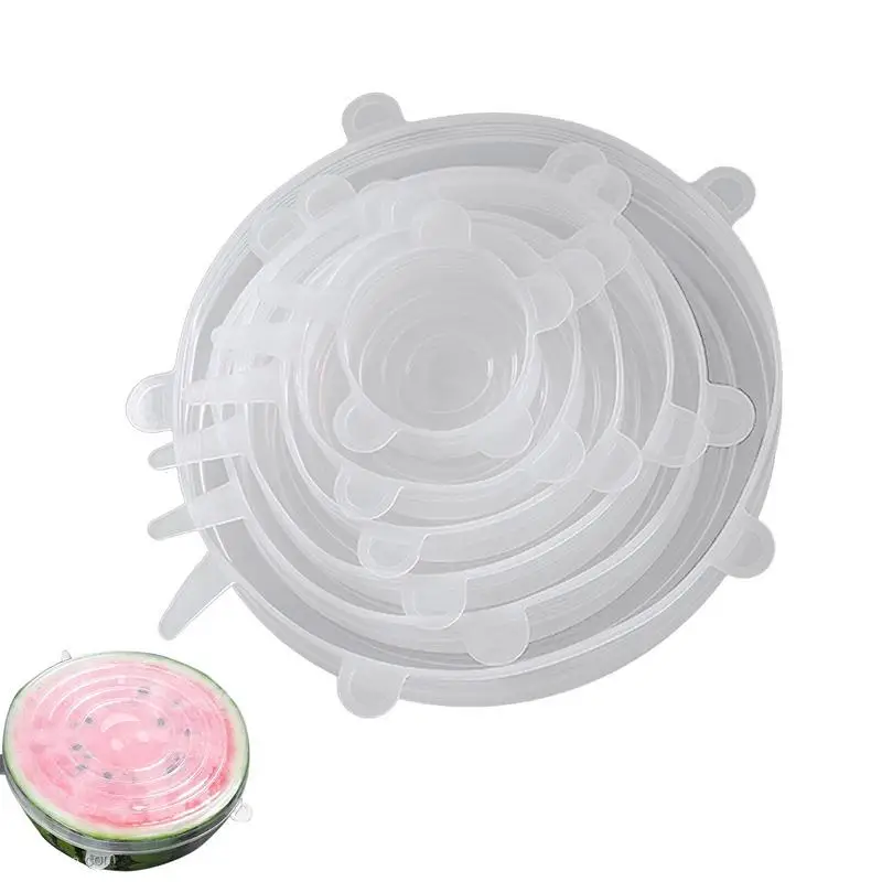 

Silicone Covers Transparent Food Storage Stretch Lids Heat Proof Food Fresh Cover Bowl Stretchy Wrap Cover For Refrigerators