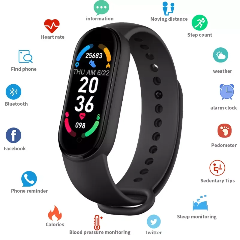 

M6 Smart Band 6 5 Bracelet Men Sport Fitness Tracker Heart Rate Blood Pressure Women Bluetooth Smart Watch For IOS Android Mi