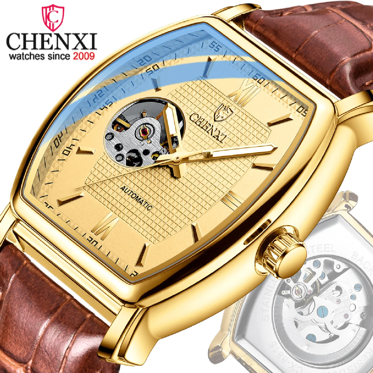 

CHENXI Brand Luxury Automatic Mechanical Watch Men Waterproof Business Clock Skeleton Tourbillon Wristwatch Relogio Masculino