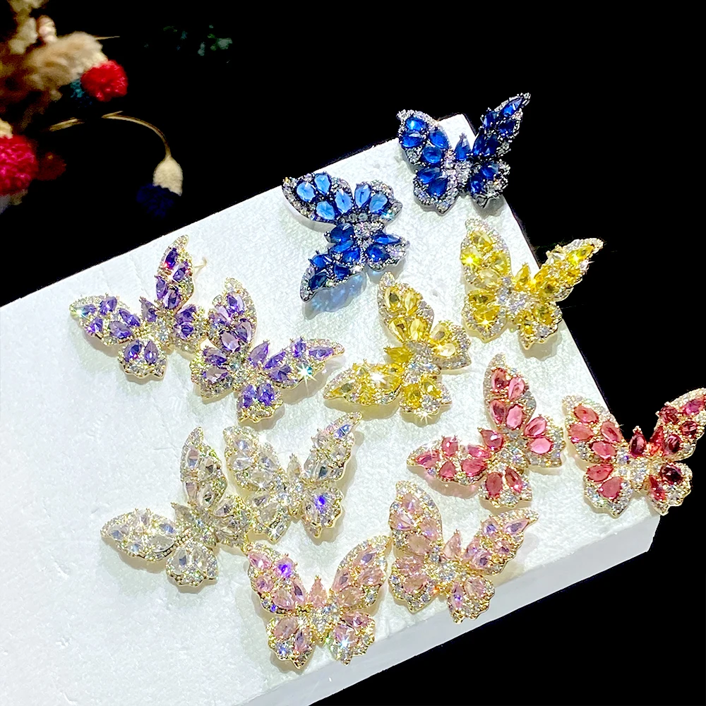 

Luxury Multi Color Cubic Zirconia Butterfly Earrings for Women Party Jewelry Accessories Girlfriend Bridesmaid Gift E0157