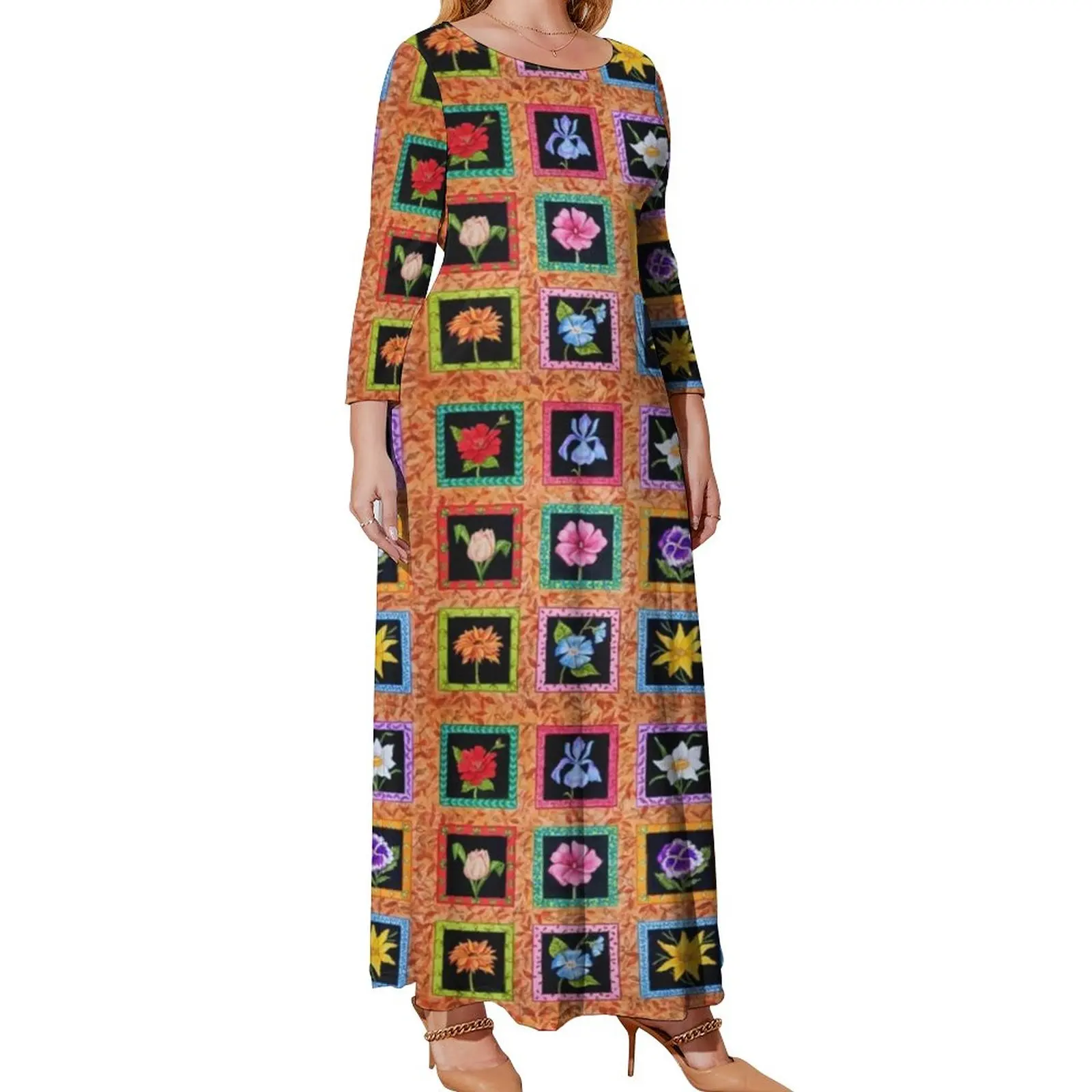 Bohemian Flowers Dress Female Patchwork Print Cute Maxi Dress Aesthetic Beach Long Dresses Printed Vestido Plus Size 5XL
