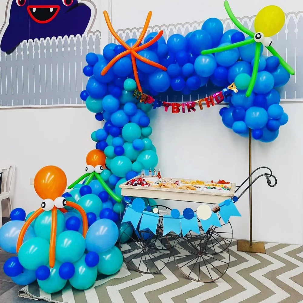 

Sea World Balloon Wreath Arch Kit Octopus Blue Orange Balloons Baby Shower Boys Birthday Party Ocean Themed Party Decor Supplies