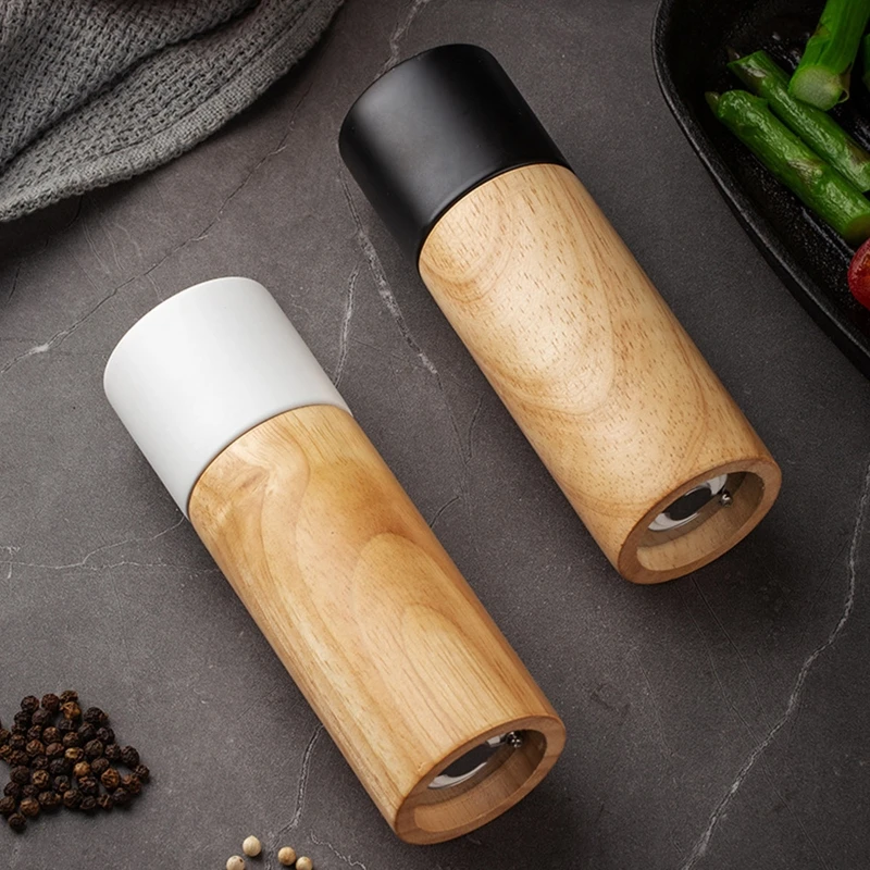 

6 Inch Wood Ceramic Natural Pepper Salt Grinder for Kitchen Seasoning Grinding Easy to Use and Clean Durable Tool Gift