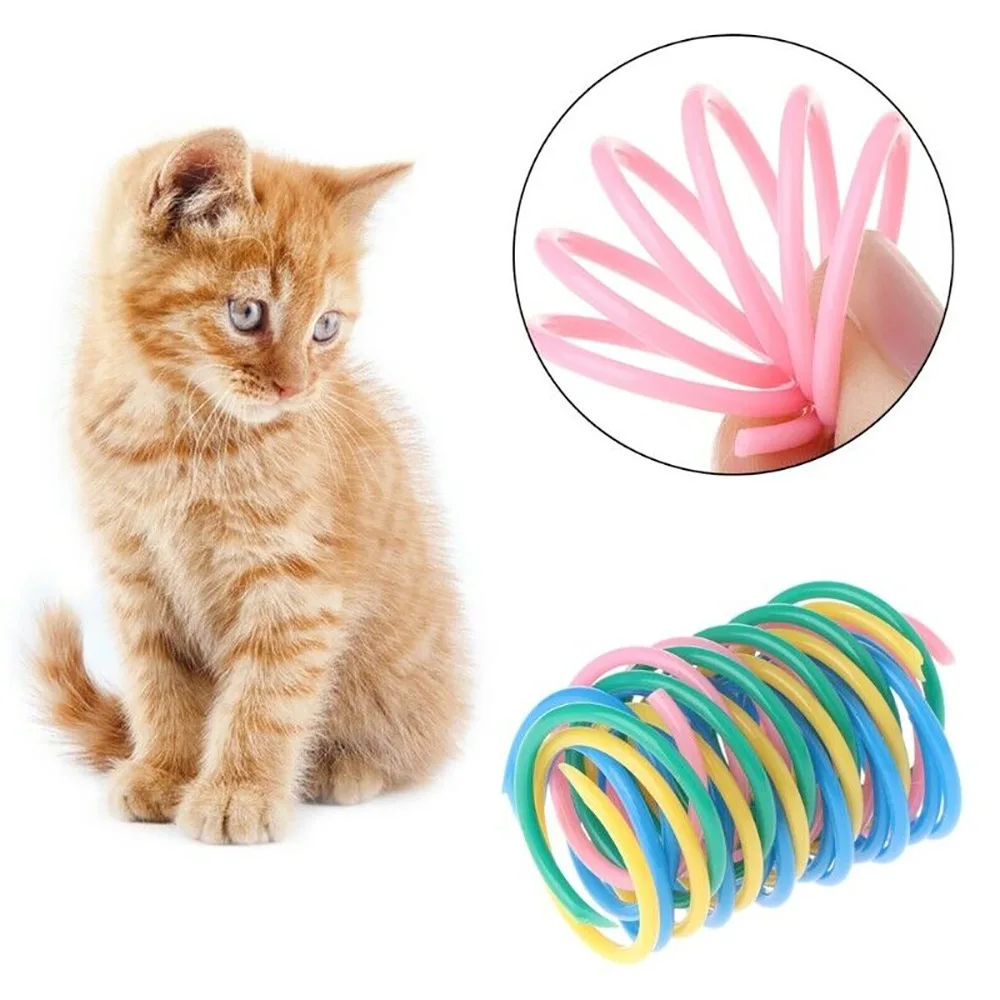 

4/8/12/16pcs Kitten Cat Toys Wide Durable Heavy Gauge Cat Spring Toy Colorful Springs Cat Pet Toy Coil Spiral Springs Pet Intera