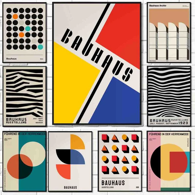 

Abstract Bauhaus Exhibition Unique Geometric Canvas Painting Minimalist Art Posters and Print Wall Picture for Living Room Decor